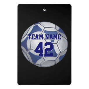 Mini Porte-bloc Bal de soccer bleu et blanc avec nom