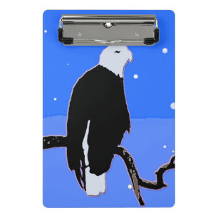 Mini Porte-bloc Bald Eagle en hiver - Art original de la faune