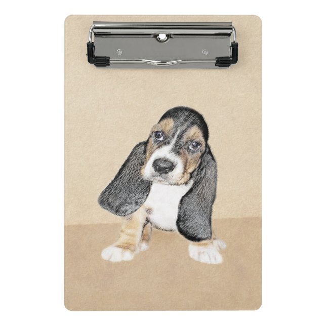 Mini Porte-bloc Basset Hound Peinture Chiot - Art Chien original (Devant)