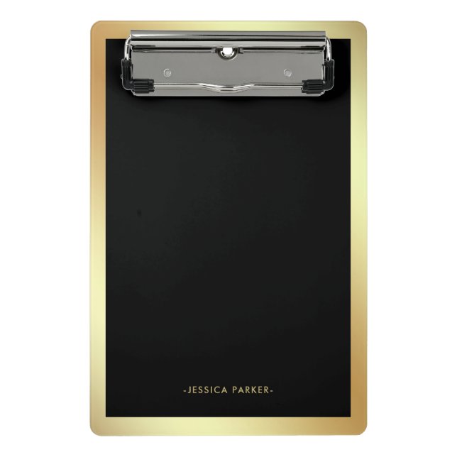 Mini Porte-bloc Black avec Faux Gold Glam Border (Devant)