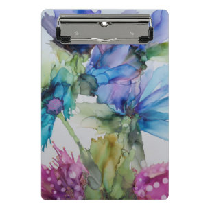 Mini Porte-bloc Bleu violet rose vert rose Art Floral