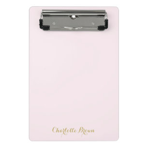 Mini Porte-bloc Blush Rose Or Monogramme Moderne Minimaliste