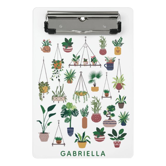 Mini Porte-bloc Boho Plante Lady Illustration Art Personnalisé (Devant)