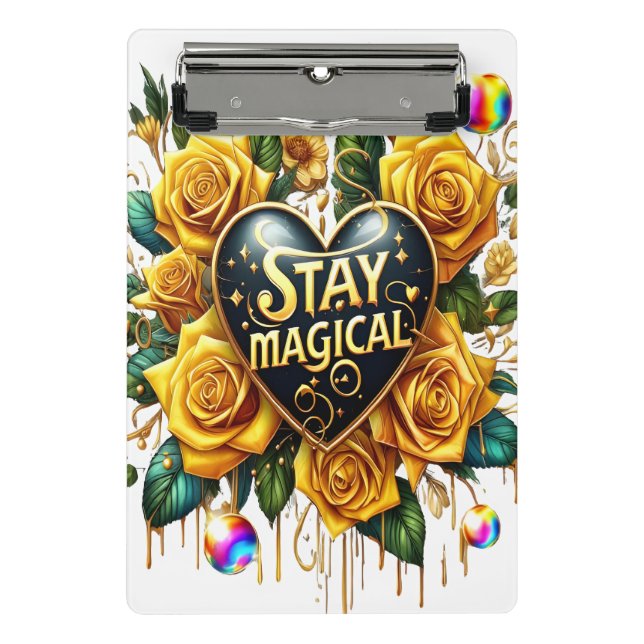 Mini Porte-bloc Bouquet enchanteur de Roses d'or et de coeur (Devant)
