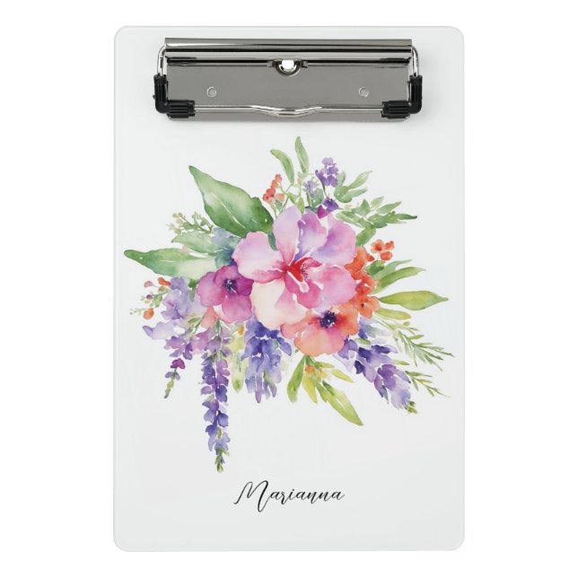 Mini Porte-bloc Bouquet floral aquarelle (Devant)