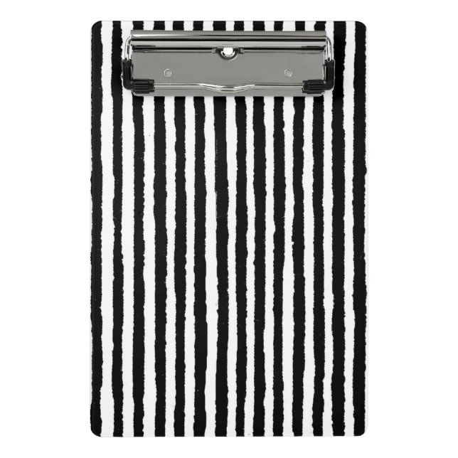 Mini Porte-bloc BW noir et blanc vertical Motif à bande rétro (Devant)