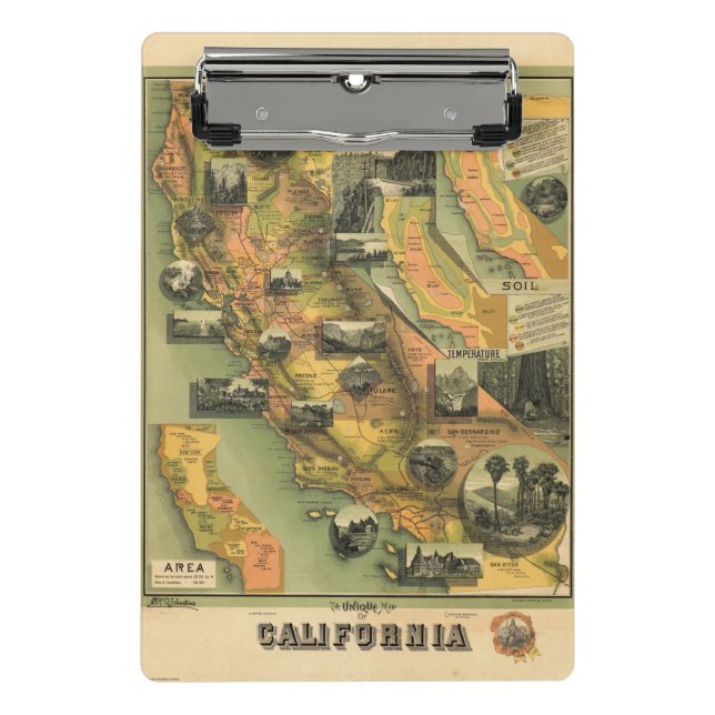 Mini Porte-bloc Carte de la Californie (Devant)