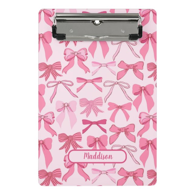 Mini Porte-bloc Charming pink bow pattern (Devant)