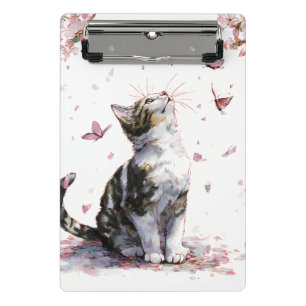 Mini Porte-bloc Chat Fleur de Cerisier et Papillons (10)
