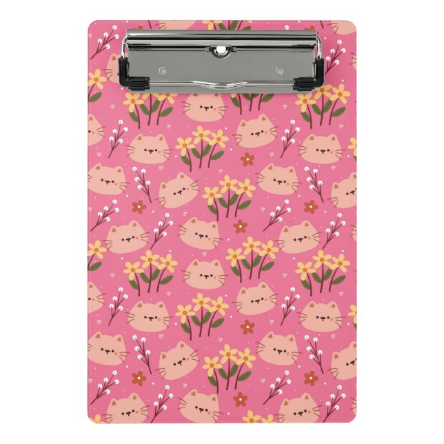 Mini Porte-bloc Chat mignon et fleurs (Devant)