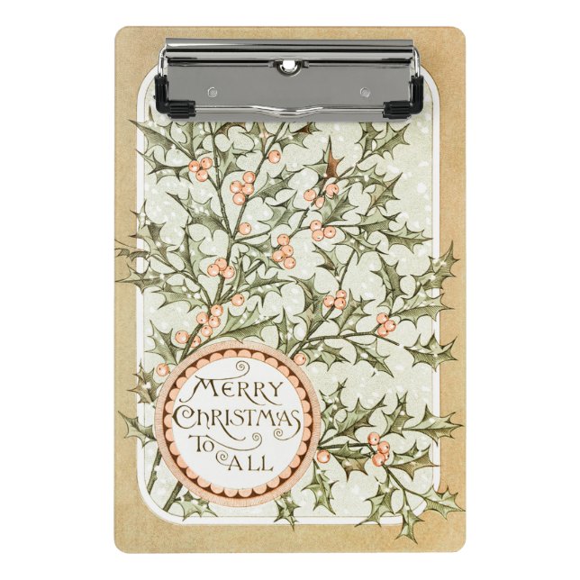 Mini Porte-bloc Christmas Holly Jolie Antique Salutation (Devant)