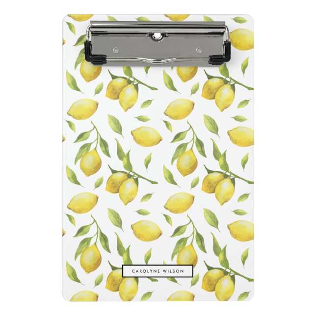 Mini Porte-bloc Citrons et Motif vert d'aquarelle jaune (Devant)