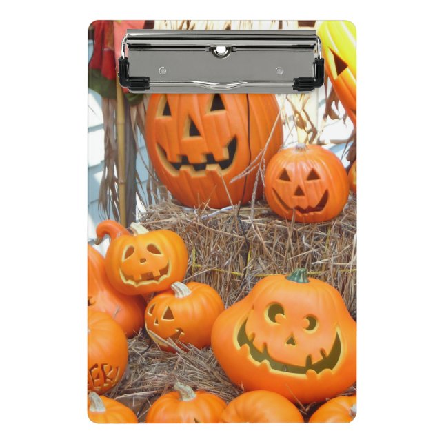 Mini Porte-bloc Citrouille halloween Jack-o'-lantern orange citrou (Devant)