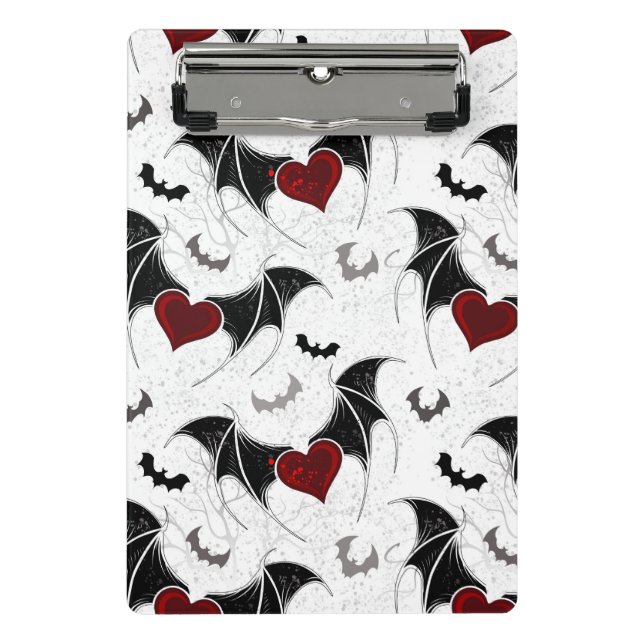 Mini Porte-bloc Coeur d'Halloween avec ailes de chauve-souris noir (Devant)