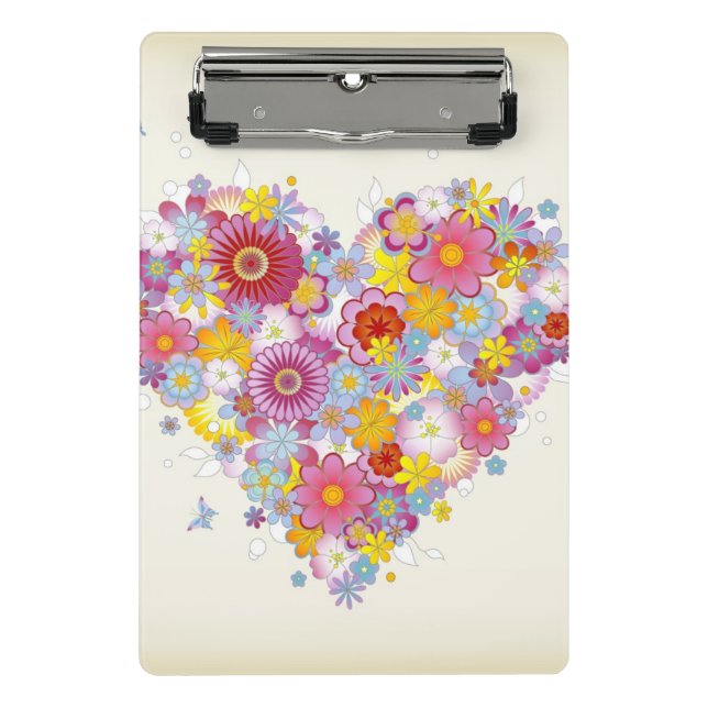 Mini Porte-bloc Coeur floral avec des papillons (Devant)