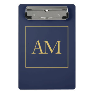 Mini Porte-bloc Couleurs bleu or Monogramme Lettres initiales