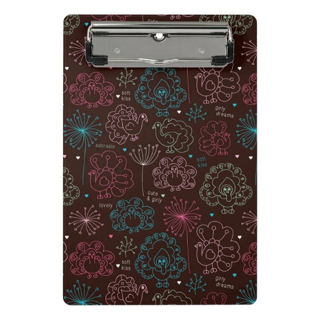 Mini Porte-bloc cru de papier peint de l'Inde de fleur de paon (Devant)