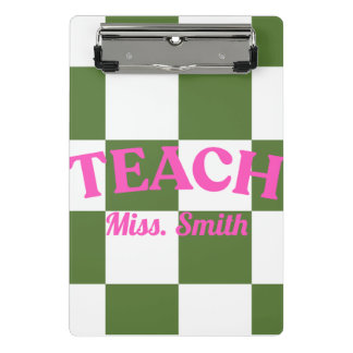 Mini Porte-bloc Customizable Green Checkered Teacher Clipboard 