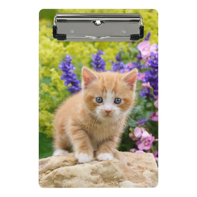 Mini Porte-bloc Cute Ginger Chat Kitten Flowery Portrait sur (Devant)