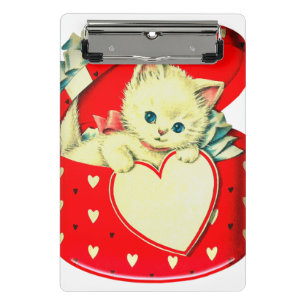 Mini Porte-bloc Cute Kitten Coeur Vintage Chat Retro Kitty