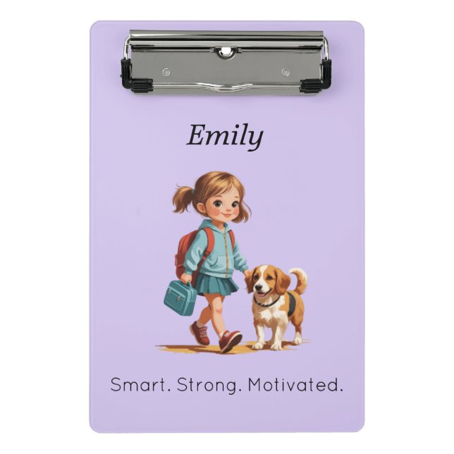 Mini Porte-bloc Cute School Clipboard – Custom Name (Devant)