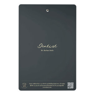 Mini Porte-bloc Dentiste moderne Doré dent bleu foncé gris