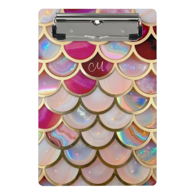 Mini Porte-bloc Échelles de sirènes d'iridescente rose (Devant)