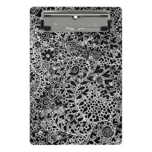 Mini Porte-bloc Élégant Art Floral en Lace Noir et Blanc