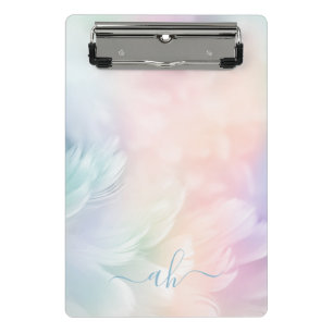 Mini Porte-bloc Élégante fille monogramme Pastel Plume arc-en-ciel