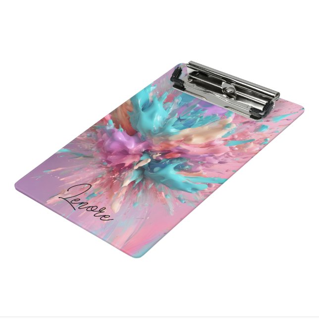 Mini Porte-bloc Explosion Peinture Abstraite rose Turquoise Lilac (Angle3)