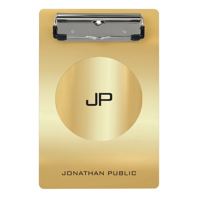 Mini Porte-bloc Faux Gold Moderne Élégant Modèle monogramme (Devant)