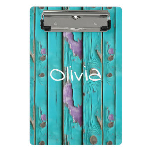 Mini Porte-bloc Faux Wood violet et bleu turquoise
