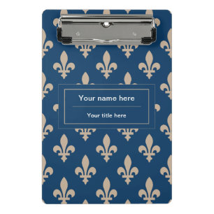 Mini Porte-bloc Fleur de Lis Motif, française, royale, crème, bleu