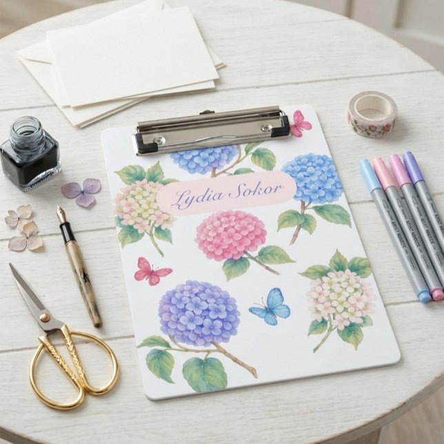 Mini Porte-bloc Fleur d'hydrangea aquarelle personnalisée (Créateur téléchargé)