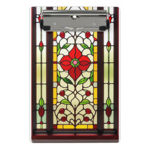 Mini Porte-bloc Fleur rouge Élégant Art de Verre Coloré