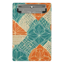 Fleurs abstraites sarcelle, orange et chamois