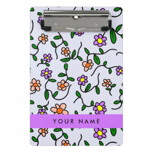 Mini Porte-bloc Fleurs Colorées, Fond Bleu, Violet