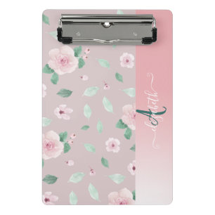 Mini Porte-bloc Fleurs de monogramme à l'aquarelle chic