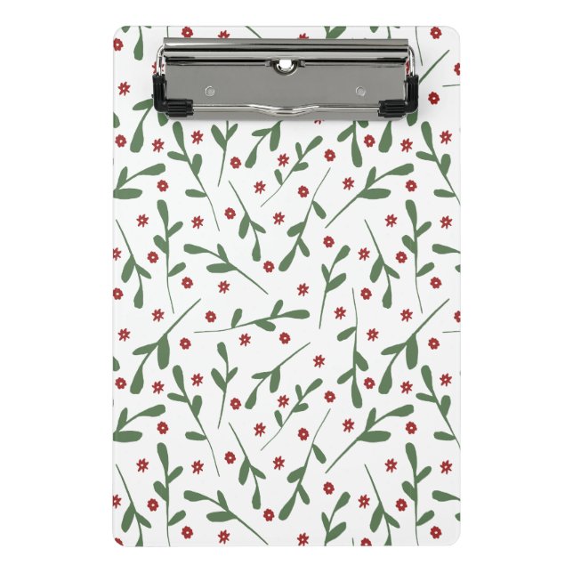 Mini Porte-bloc Fleurs rouges, motif feuille vert (Devant)