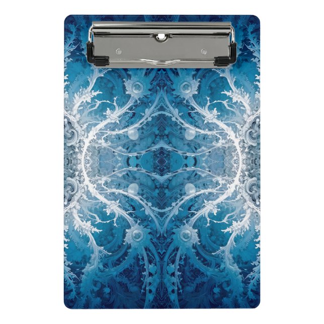 Mini Porte-bloc Flux cosmique sacré - Symétrie argent bleu (Devant)