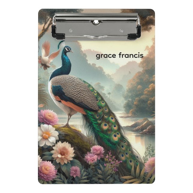 Mini Porte-bloc Forêt tropicale de pluie avec paon (Devant)