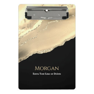 Mini Porte-bloc Gold Agate & Parties scintillant, Nom & Ligne de t
