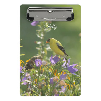 Mini Porte-bloc Goldfinch sur Harebell Flower