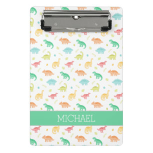 Mini Porte-bloc Green Blue Dinosaur Motif Nom personnalisé