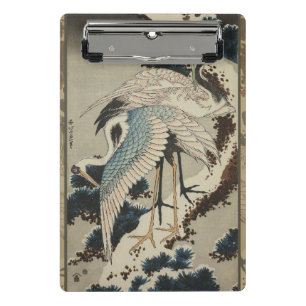 Mini Porte-bloc Grues sur un pin couvert de neige Hokusai