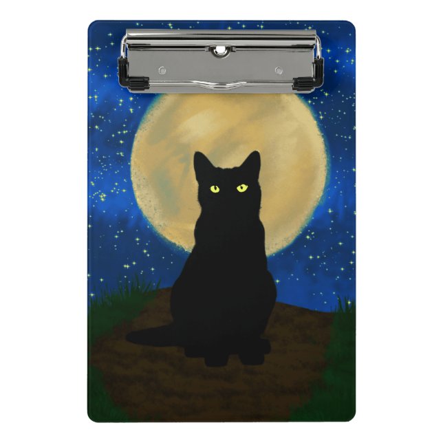 Mini Porte-bloc Halloween Black Cat Moonlit Silhouette  (Devant)