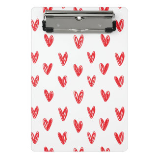 Mini Porte-bloc Hand Drawn Red Hearts Pattern – Minimal Valentine