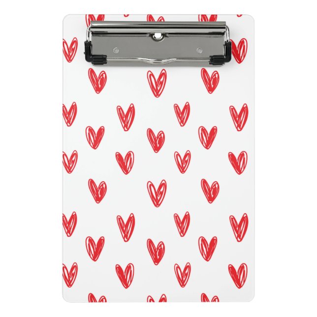 Mini Porte-bloc Hand Drawn Red Hearts Pattern – Minimal Valentine (Devant)