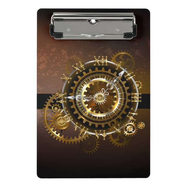 Mini Porte-bloc Horloge Steampunk avec des engrenages anciens (Devant)