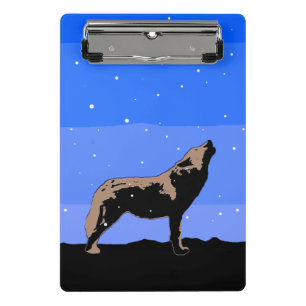 Mini Porte-bloc Howling Wolf en hiver - Art faunique original